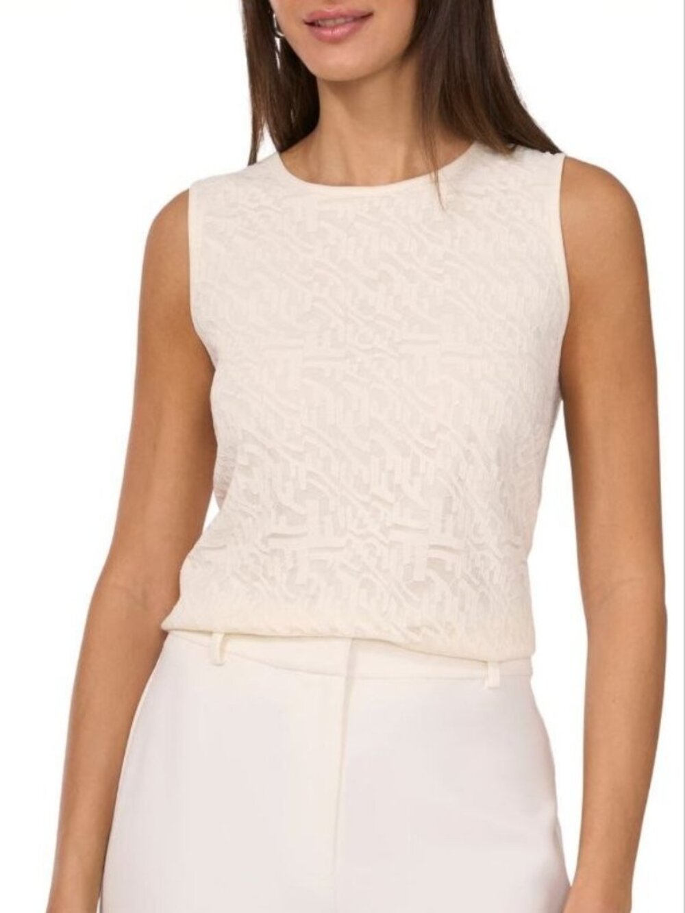 $79 Vince Camuto Crewneck Stretch Nylon Tank New Ivory Size XS